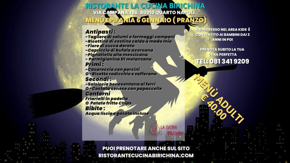 Menù epifania 6 gennaio – Ristorante con animazione bambini – La cucina biricchina